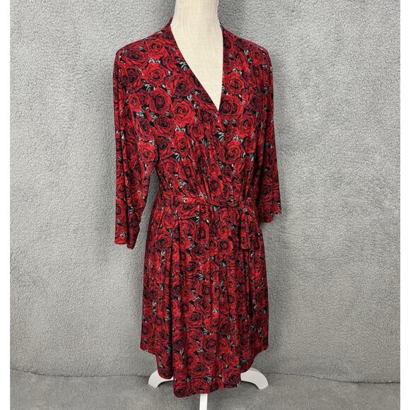 Rene Rofe Womens Robe Tie Waist sz Large Roses Bloomcore Super Soft Lightweight - Picture 3 of 13